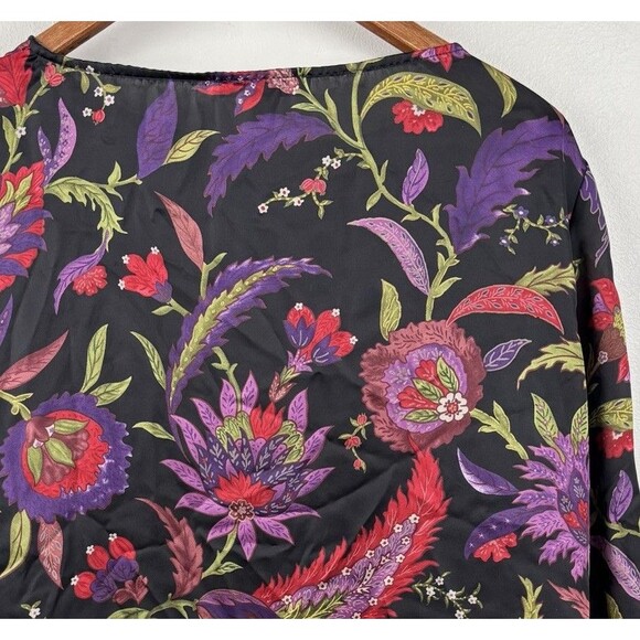 Lauren Ralph Lauren Women’s Large Floral Blouse Black Red Purple Long Sleeve - Picture 7 of 9
